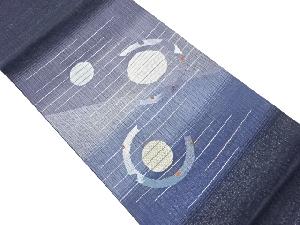 リサイクル　抽象丸に横縞模様織出し夏用袋帯